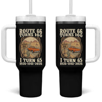 Route Highway 66 Turns 100 I Turn 65 Tumbler With Handle Vintage 1961 Road Sign Classic Pickup Truck Lover 65th Birthday Gift
