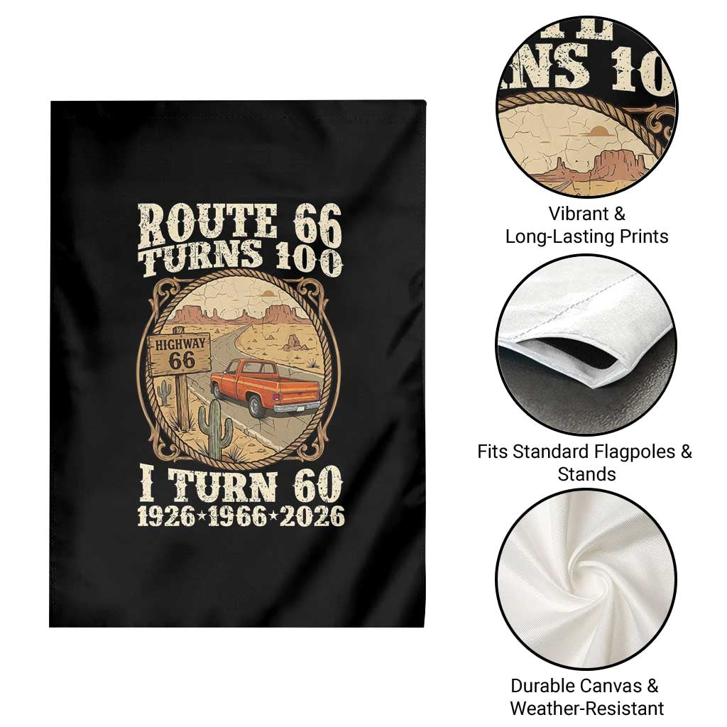 Route Highway 66 Turns 100 I Turn 60 Garden Flag Vintage 1966 Road Sign Classic Pickup Truck Lover 60th Birthday Gift
