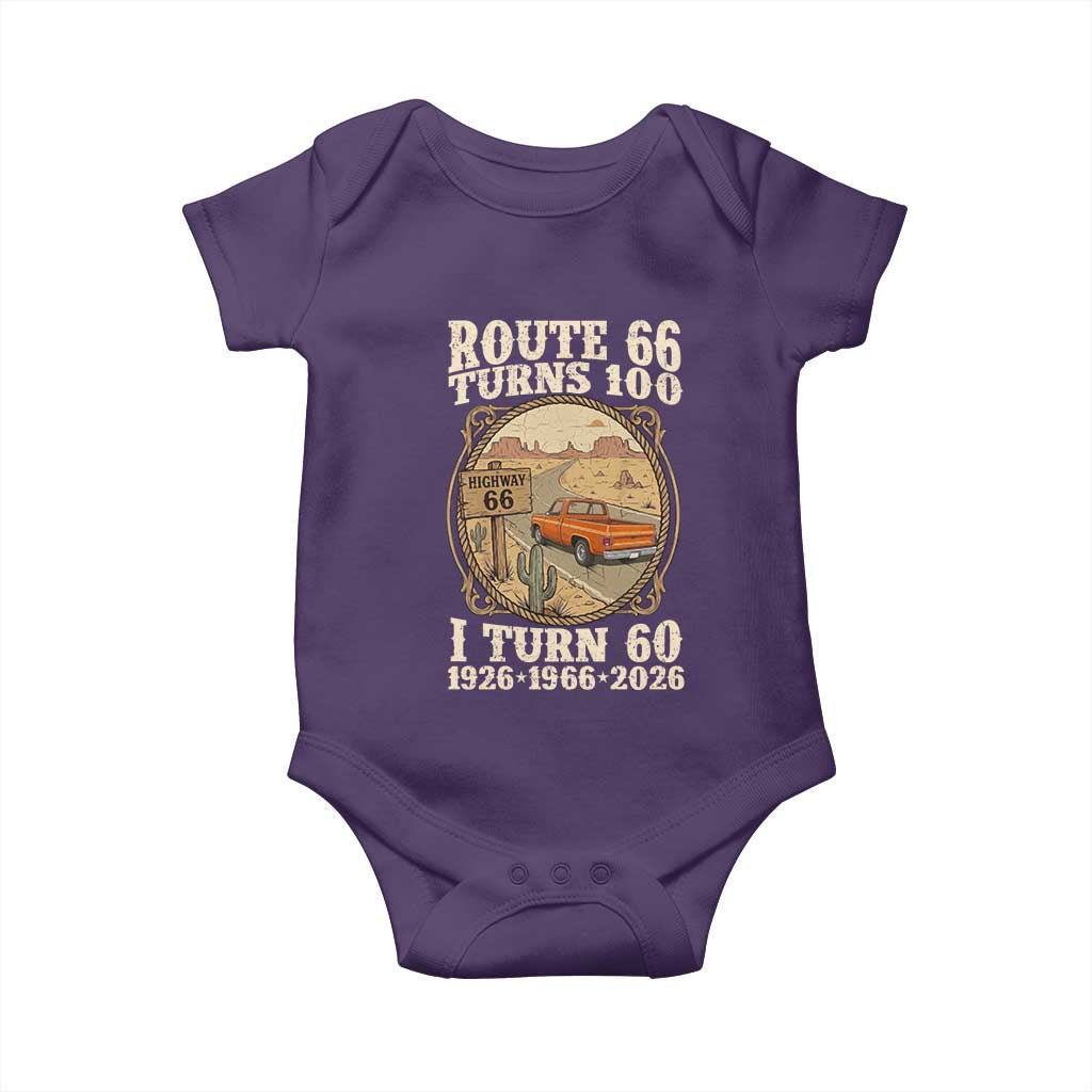 Route Highway 66 Turns 100 I Turn 60 Baby Onesie Vintage 1966 Road Sign Classic Pickup Truck Lover 60th Birthday Gift