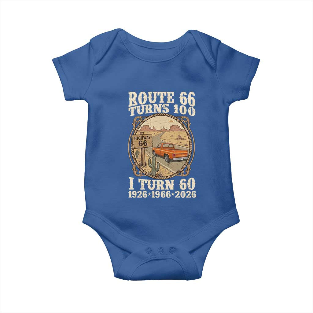 Route Highway 66 Turns 100 I Turn 60 Baby Onesie Vintage 1966 Road Sign Classic Pickup Truck Lover 60th Birthday Gift