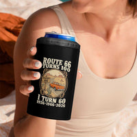 Route Highway 66 Turns 100 I Turn 60 4 in 1 Can Cooler Tumbler Vintage 1966 Road Sign Classic Pickup Truck Lover 60th Birthday Gift
