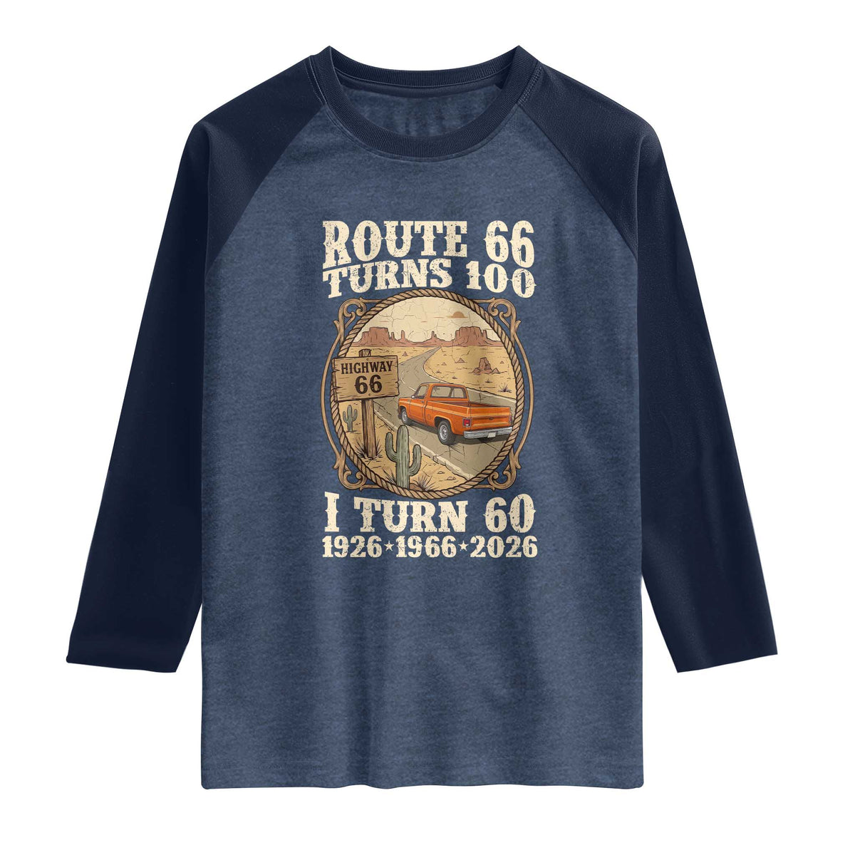 Route Highway 66 Turns 100 I Turn 60 Raglan Shirt Vintage 1966 Road Sign Classic Pickup Truck Lover 60th Birthday Gift