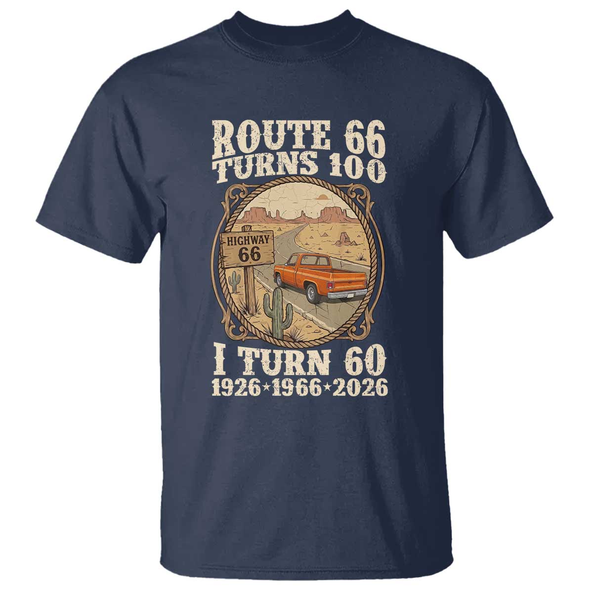 Route Highway 66 Turns 100 I Turn 60 T Shirt Vintage 1966 Road Sign Classic Pickup Truck Lover 60th Birthday Gift