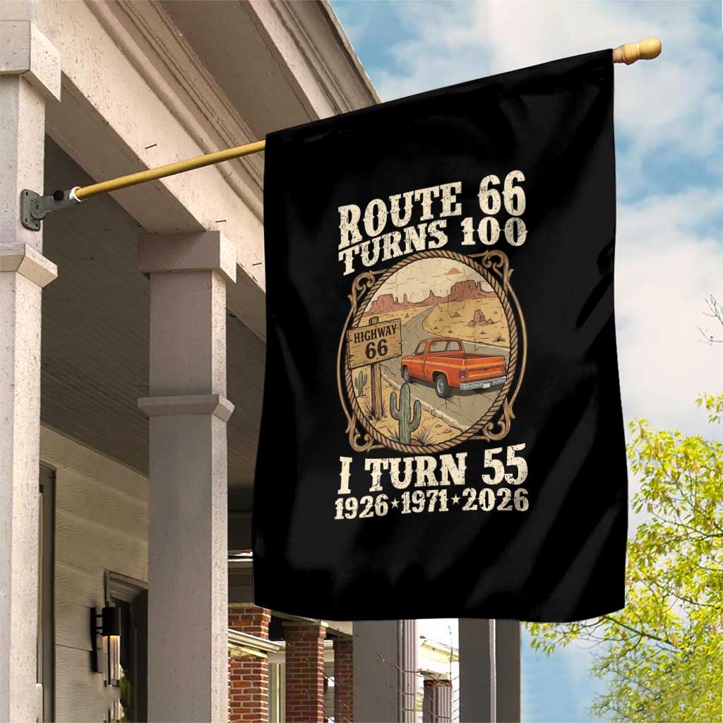 Route Highway 66 Turns 100 I Turn 55 Garden Flag Vintage 1971 Road Sign Classic Pickup Truck Lover 55th Birthday Gift