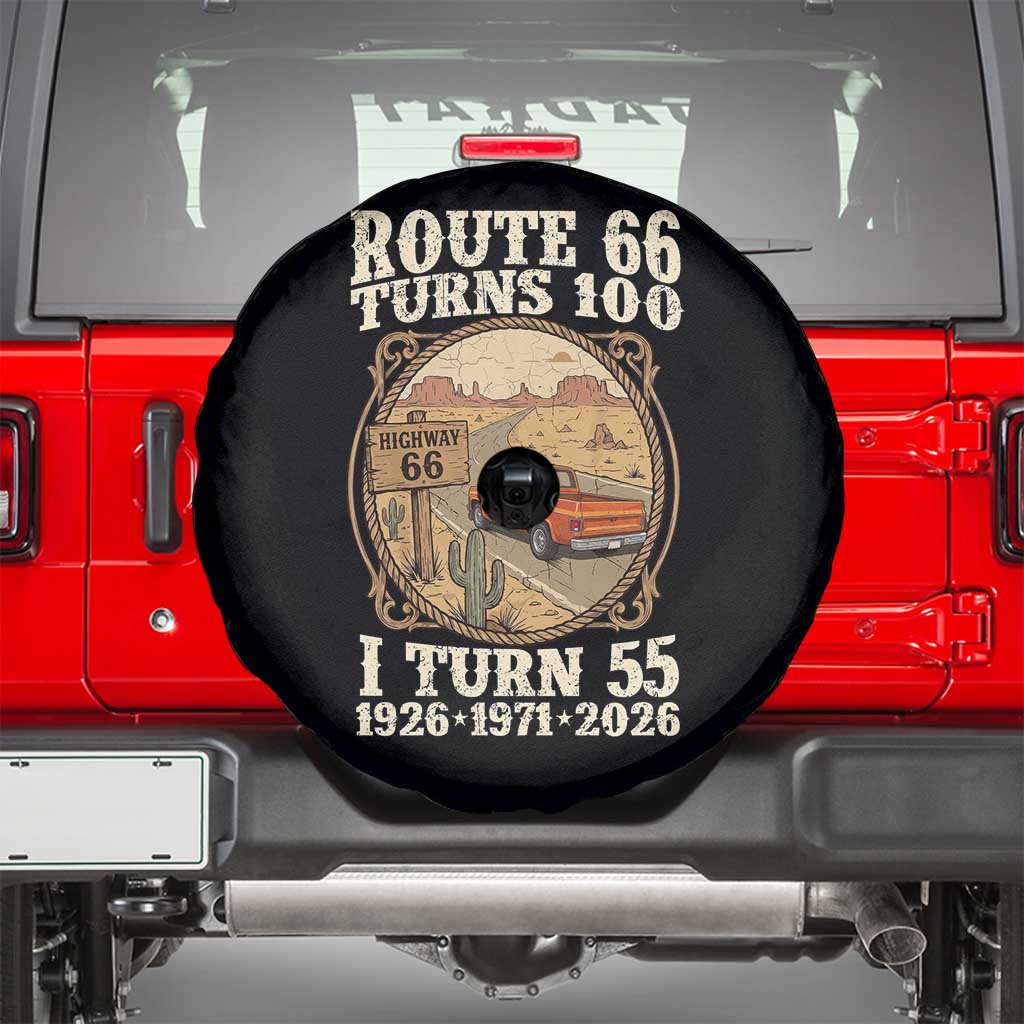 Route Highway 66 Turns 100 I Turn 55 Spare Tire Cover Vintage 1971 Road Sign Classic Pickup Truck Lover 55th Birthday Gift