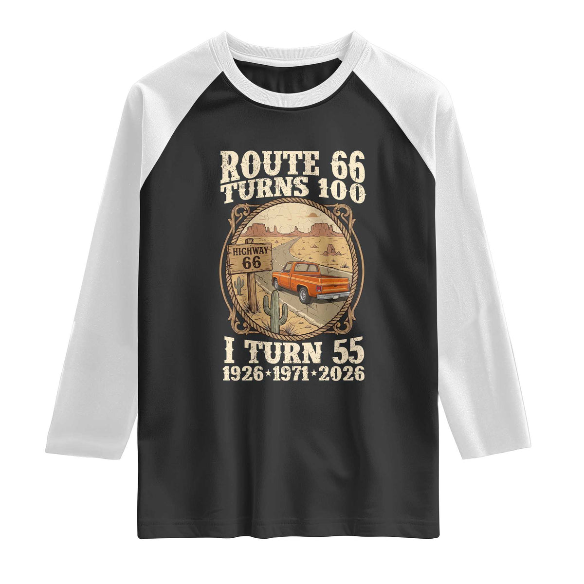 Route Highway 66 Turns 100 I Turn 55 Raglan Shirt Vintage 1971 Road Sign Classic Pickup Truck Lover 55th Birthday Gift