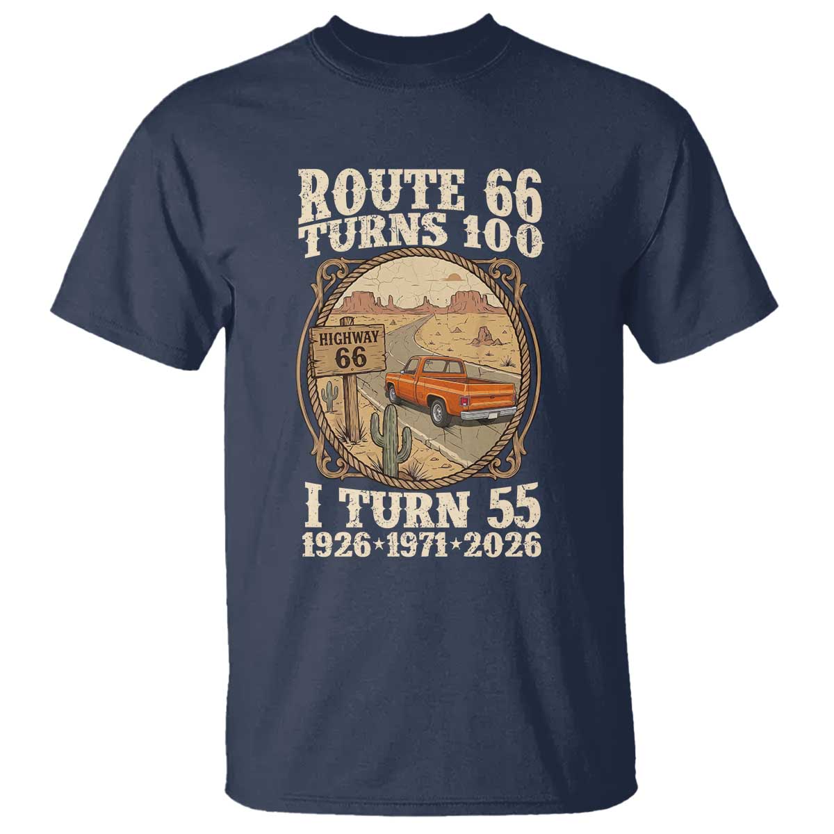 Route Highway 66 Turns 100 I Turn 55 T Shirt Vintage 1971 Road Sign Classic Pickup Truck Lover 55th Birthday Gift
