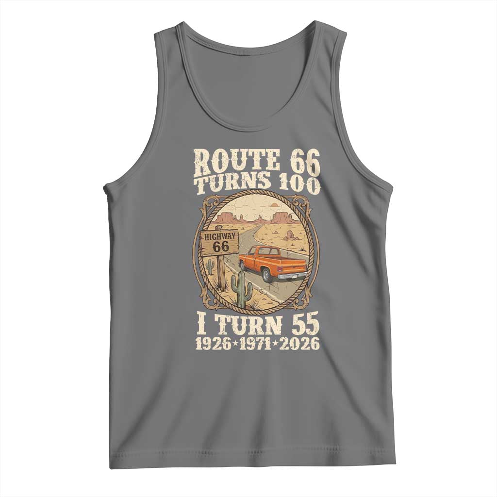 Route Highway 66 Turns 100 I Turn 55 Tank Top Vintage 1971 Road Sign Classic Pickup Truck Lover 55th Birthday Gift