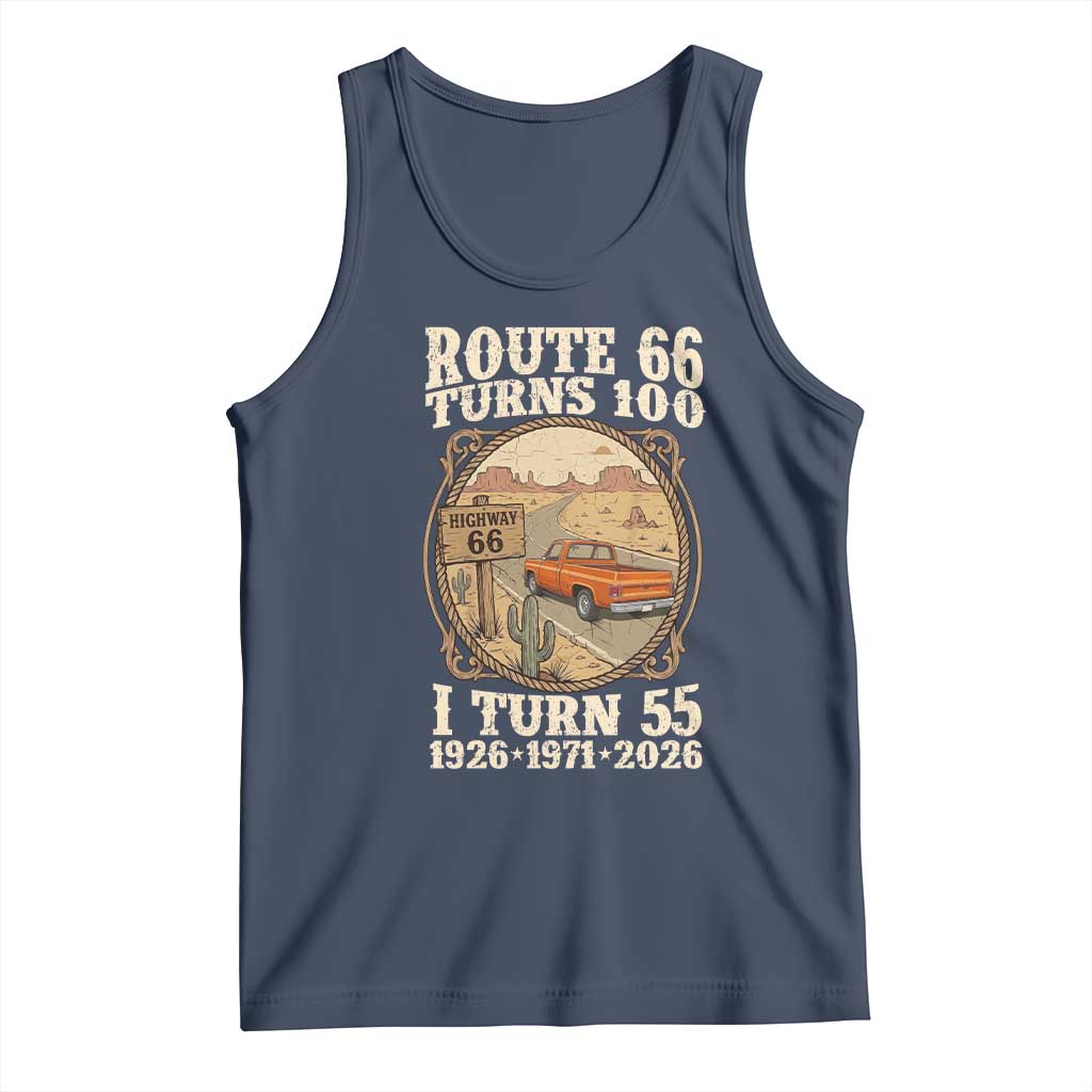 Route Highway 66 Turns 100 I Turn 55 Tank Top Vintage 1971 Road Sign Classic Pickup Truck Lover 55th Birthday Gift