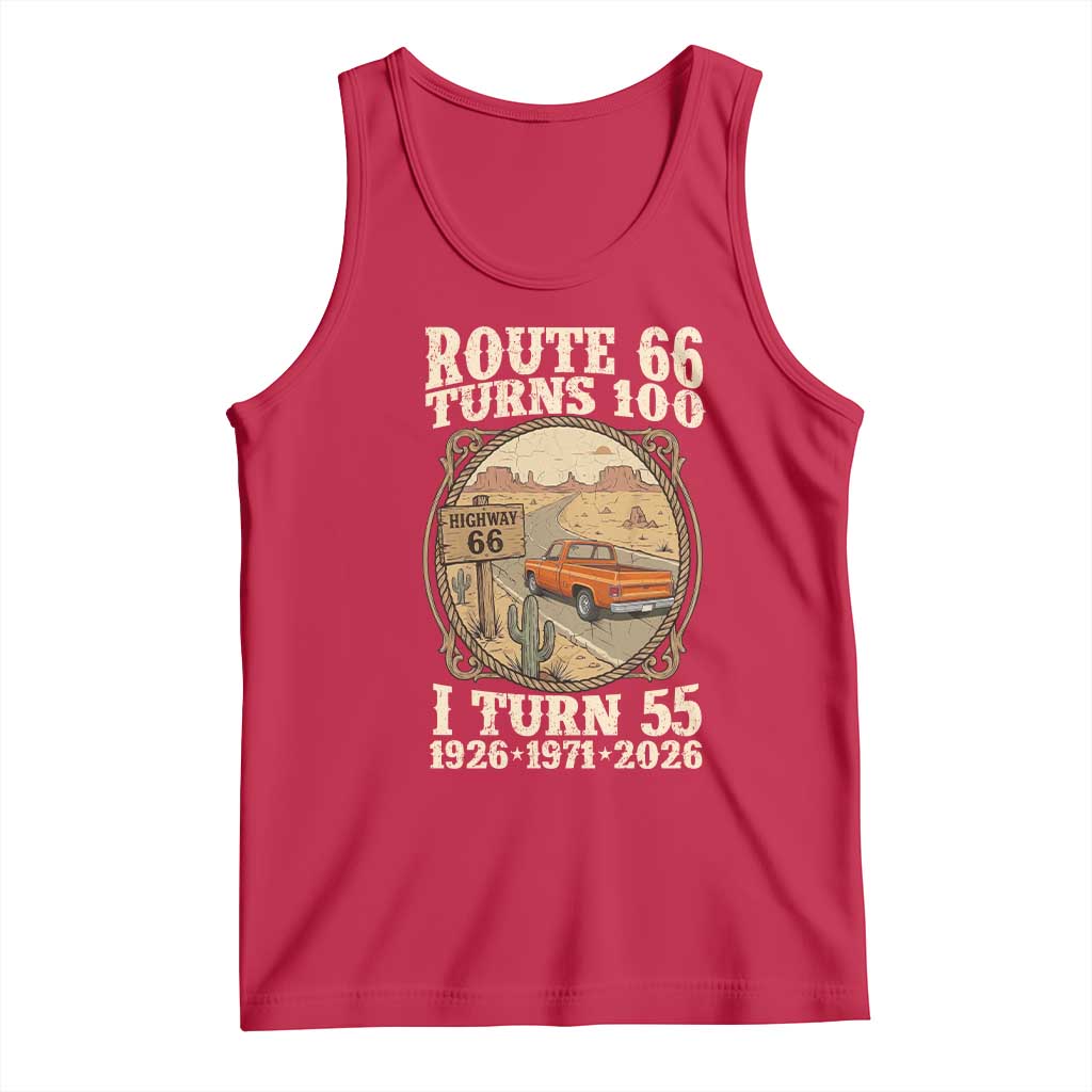 Route Highway 66 Turns 100 I Turn 55 Tank Top Vintage 1971 Road Sign Classic Pickup Truck Lover 55th Birthday Gift
