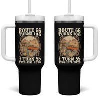 Route Highway 66 Turns 100 I Turn 55 Tumbler With Handle Vintage 1971 Road Sign Classic Pickup Truck Lover 55th Birthday Gift