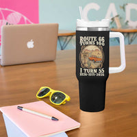 Route Highway 66 Turns 100 I Turn 55 Tumbler With Handle Vintage 1971 Road Sign Classic Pickup Truck Lover 55th Birthday Gift