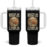 Route Highway 66 Turns 100 I Turn 45 Tumbler With Handle Vintage 1981 Road Sign Classic Pickup Truck Lover 45th Birthday Gift