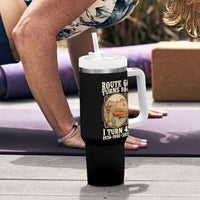 Route Highway 66 Turns 100 I Turn 45 Tumbler With Handle Vintage 1981 Road Sign Classic Pickup Truck Lover 45th Birthday Gift