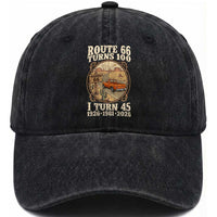 Route Highway 66 Turns 100 I Turn 45 Washed Cotton Baseball Cap Vintage 1981 Road Sign Classic Pickup Truck Lover 45th Birthday Gift