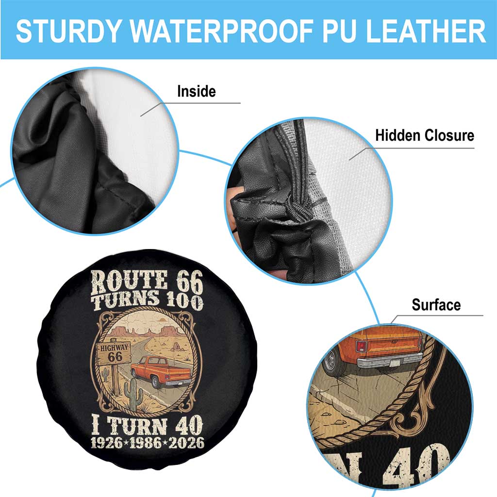 Route Highway 66 Turns 100 I Turn 40 Spare Tire Cover Vintage 1986 Road Sign Classic Pickup Truck Lover 40th Birthday Gift