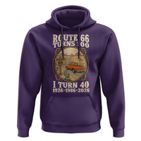 Route Highway 66 Turns 100 I Turn 40 Hoodie Vintage 1986 Road Sign Classic Pickup Truck Lover 40th Birthday Gift