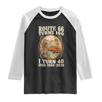 Route Highway 66 Turns 100 I Turn 40 Raglan Shirt Vintage 1986 Road Sign Classic Pickup Truck Lover 40th Birthday Gift