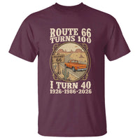 Route Highway 66 Turns 100 I Turn 40 T Shirt Vintage 1986 Road Sign Classic Pickup Truck Lover 40th Birthday Gift