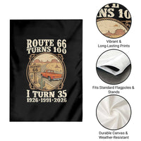 Route Highway 66 Turns 100 I Turn 35 Garden Flag Vintage 1991 Road Sign Classic Pickup Truck Lover 35th Birthday Gift