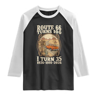 Route Highway 66 Turns 100 I Turn 35 Raglan Shirt Vintage 1991 Road Sign Classic Pickup Truck Lover 35th Birthday Gift