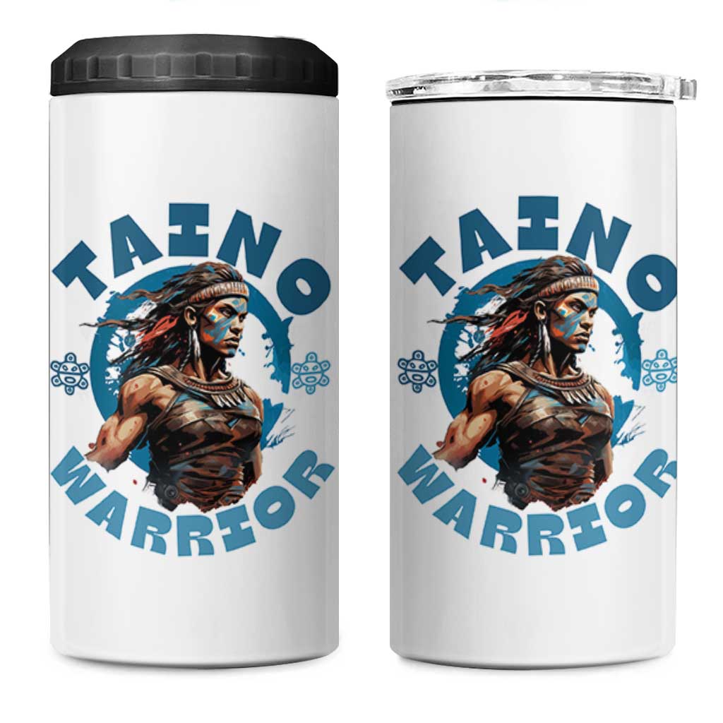 Taino Warrior Boricua Boriken Pride Indigenous Puerto Rican 4 in 1 Can Cooler Tumbler