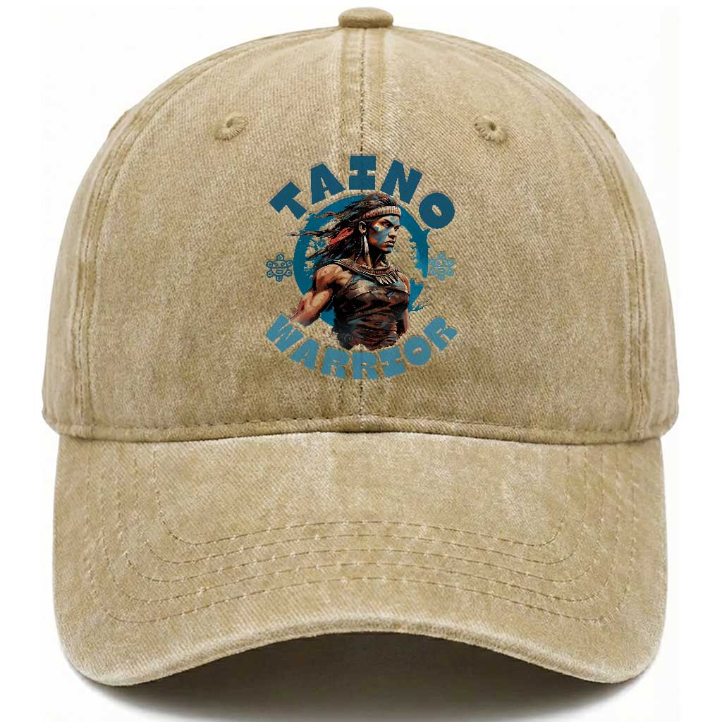 Taino Warrior Boricua Boriken Pride Indigenous Puerto Rican Washed Cotton Baseball Cap