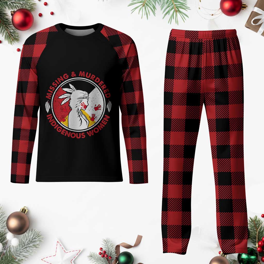 MMIW Missing and Murdered Indigenous Women Red Hand Plaid Pajama Set - Wonder Print Shop