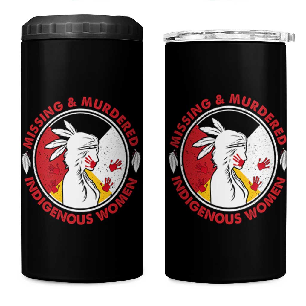MMIW Missing and Murdered Indigenous Women Red Hand 4 in 1 Can Cooler Tumbler
