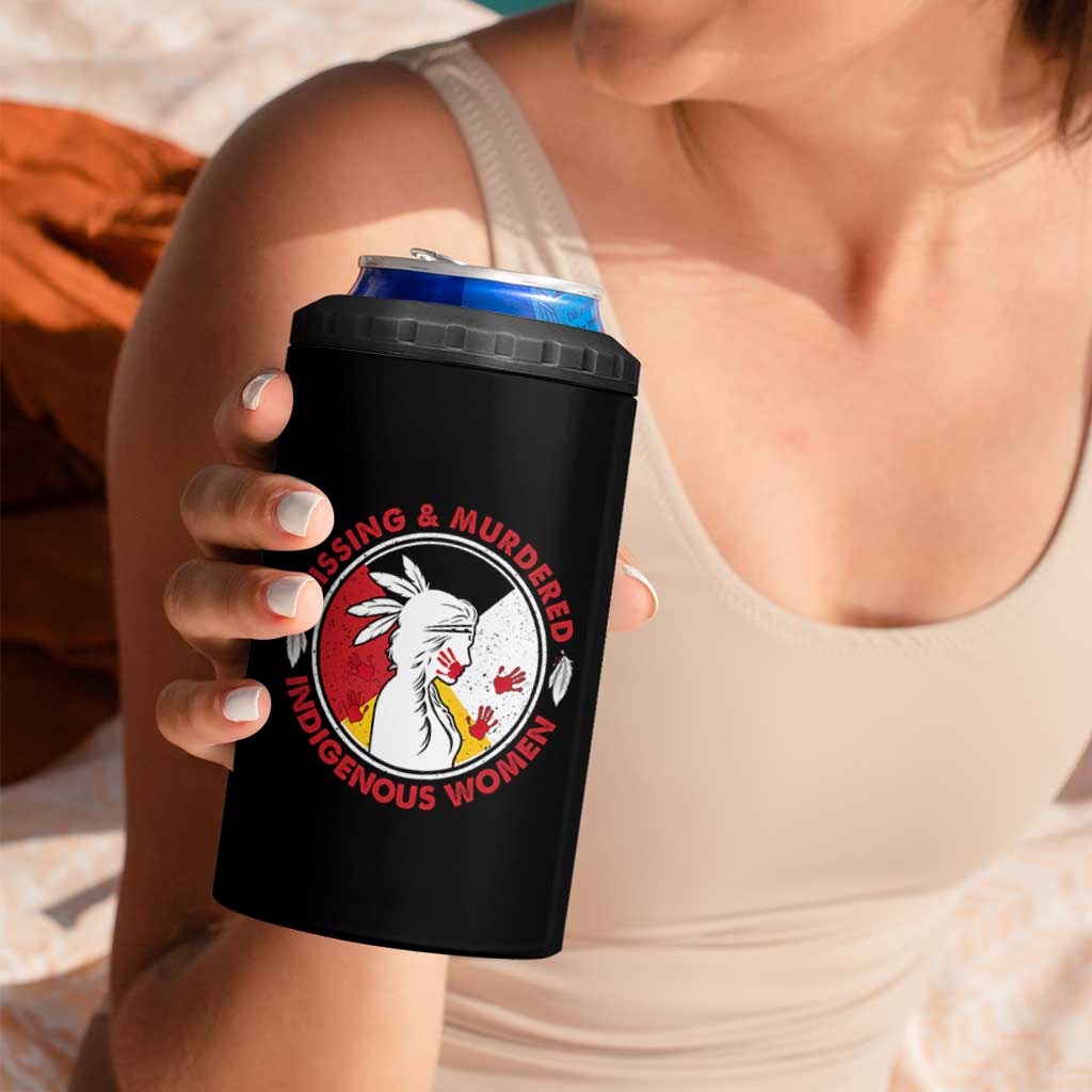 MMIW Missing and Murdered Indigenous Women Red Hand 4 in 1 Can Cooler Tumbler
