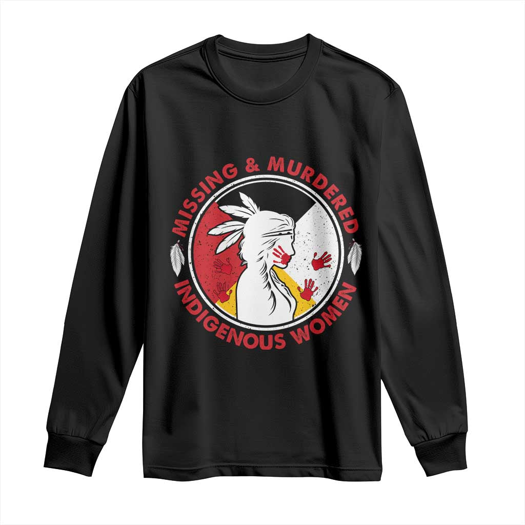 MMIW Missing and Murdered Indigenous Women Red Hand Long Sleeve Shirt - Wonder Print Shop