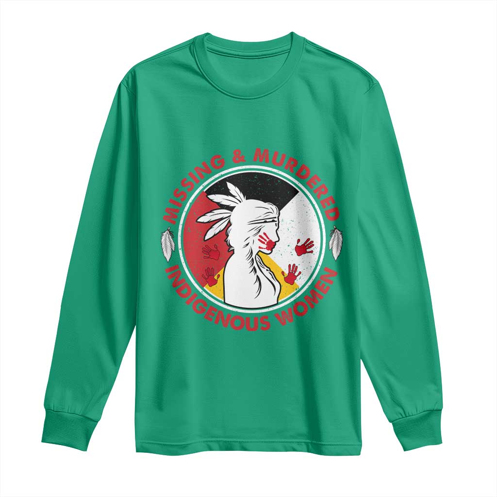MMIW Missing and Murdered Indigenous Women Red Hand Long Sleeve Shirt - Wonder Print Shop