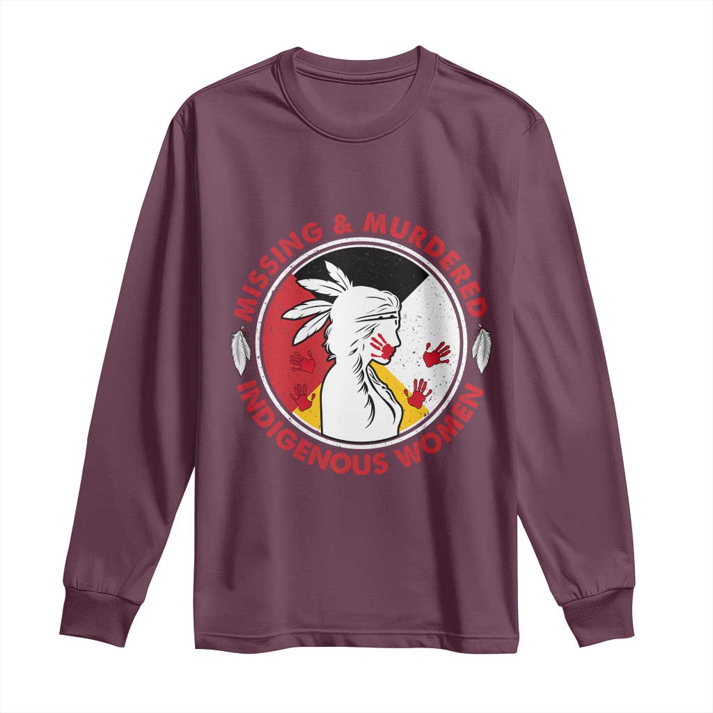 MMIW Missing and Murdered Indigenous Women Red Hand Long Sleeve Shirt - Wonder Print Shop