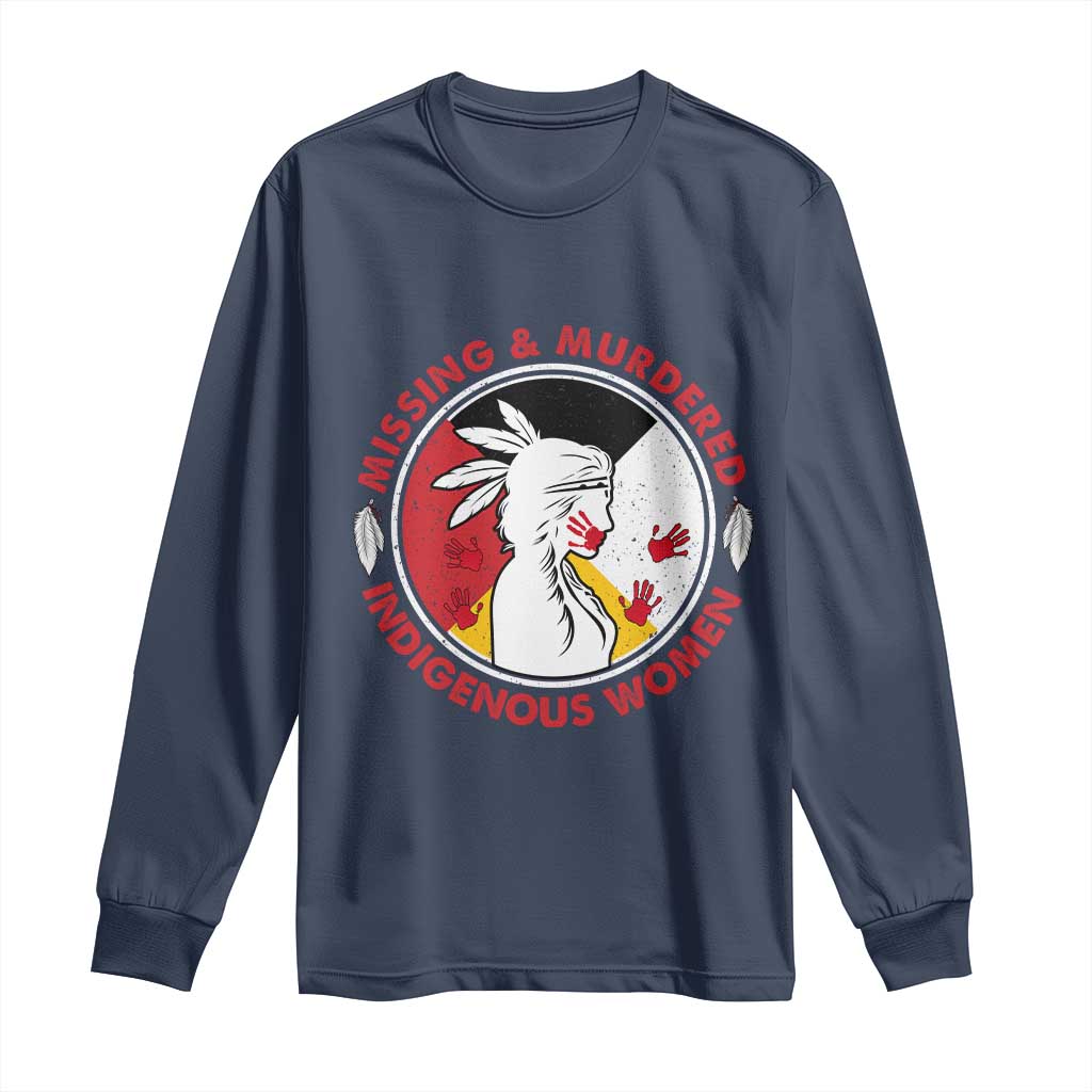 MMIW Missing and Murdered Indigenous Women Red Hand Long Sleeve Shirt - Wonder Print Shop