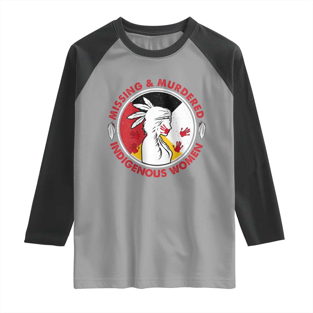 MMIW Missing and Murdered Indigenous Women Red Hand Raglan Shirt - Wonder Print Shop