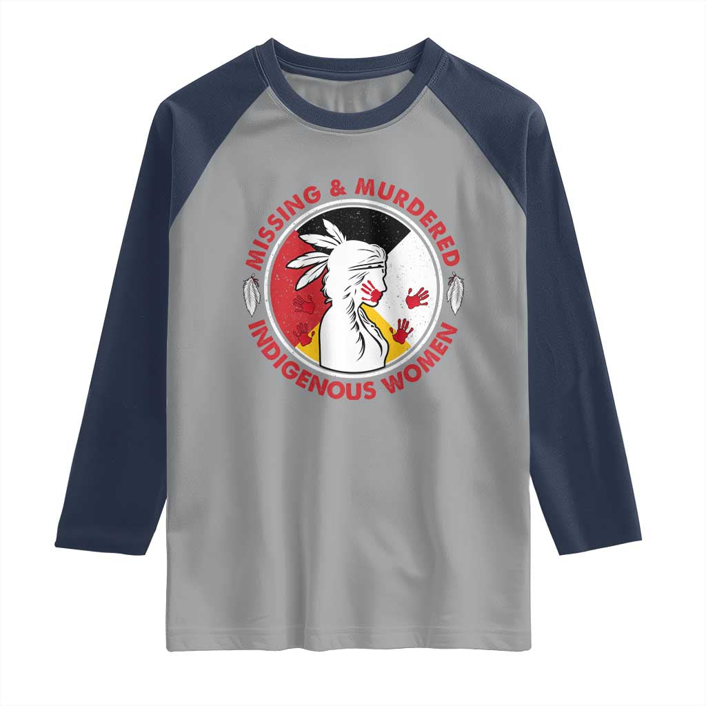 MMIW Missing and Murdered Indigenous Women Red Hand Raglan Shirt - Wonder Print Shop