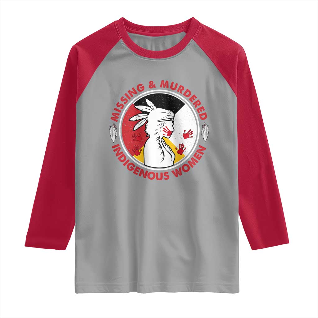 MMIW Missing and Murdered Indigenous Women Red Hand Raglan Shirt - Wonder Print Shop
