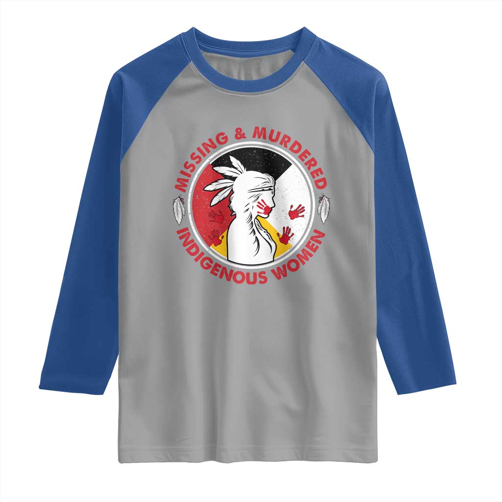 MMIW Missing and Murdered Indigenous Women Red Hand Raglan Shirt - Wonder Print Shop