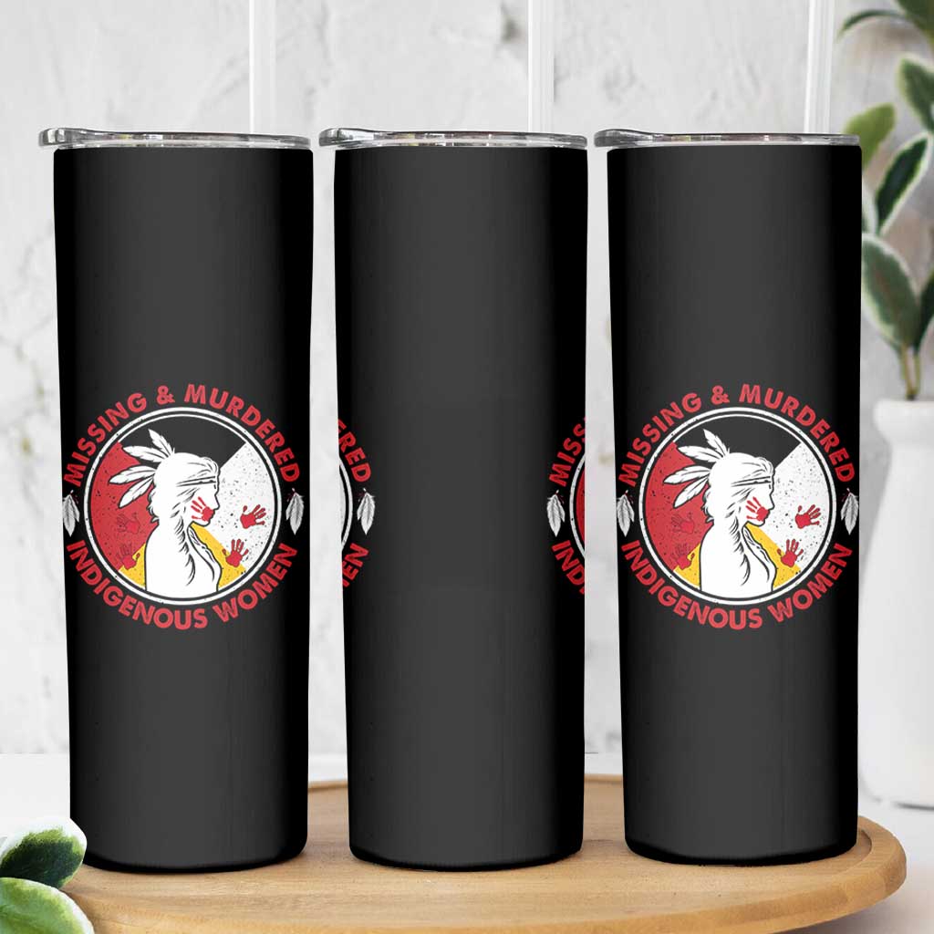 MMIW Missing and Murdered Indigenous Women Red Hand Skinny Tumbler