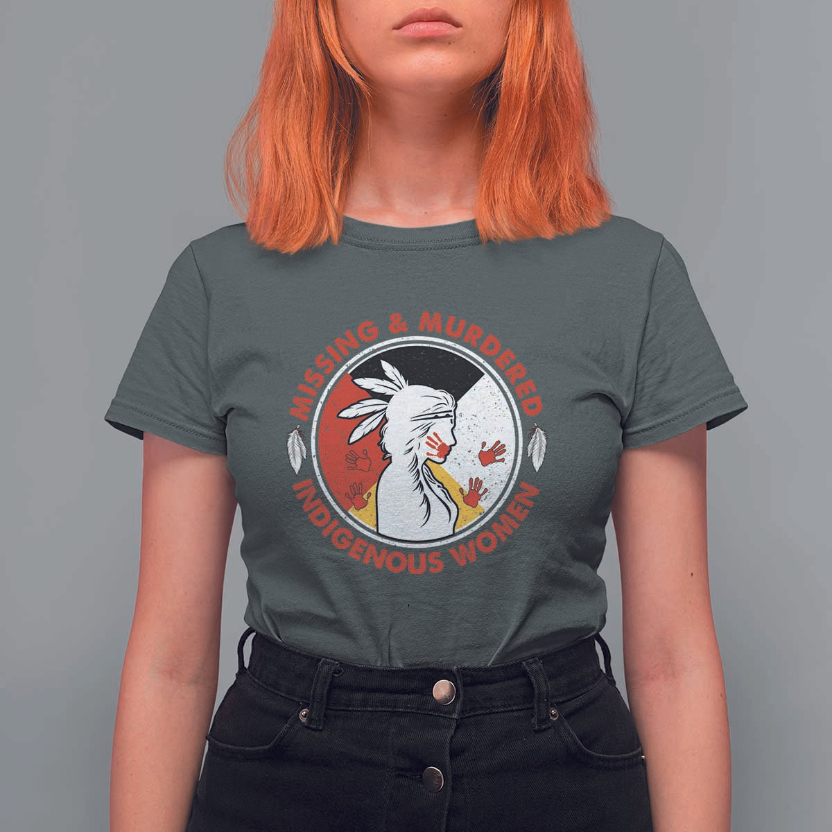 MMIW Missing and Murdered Indigenous Women Red Hand T Shirt For Women - Wonder Print Shop