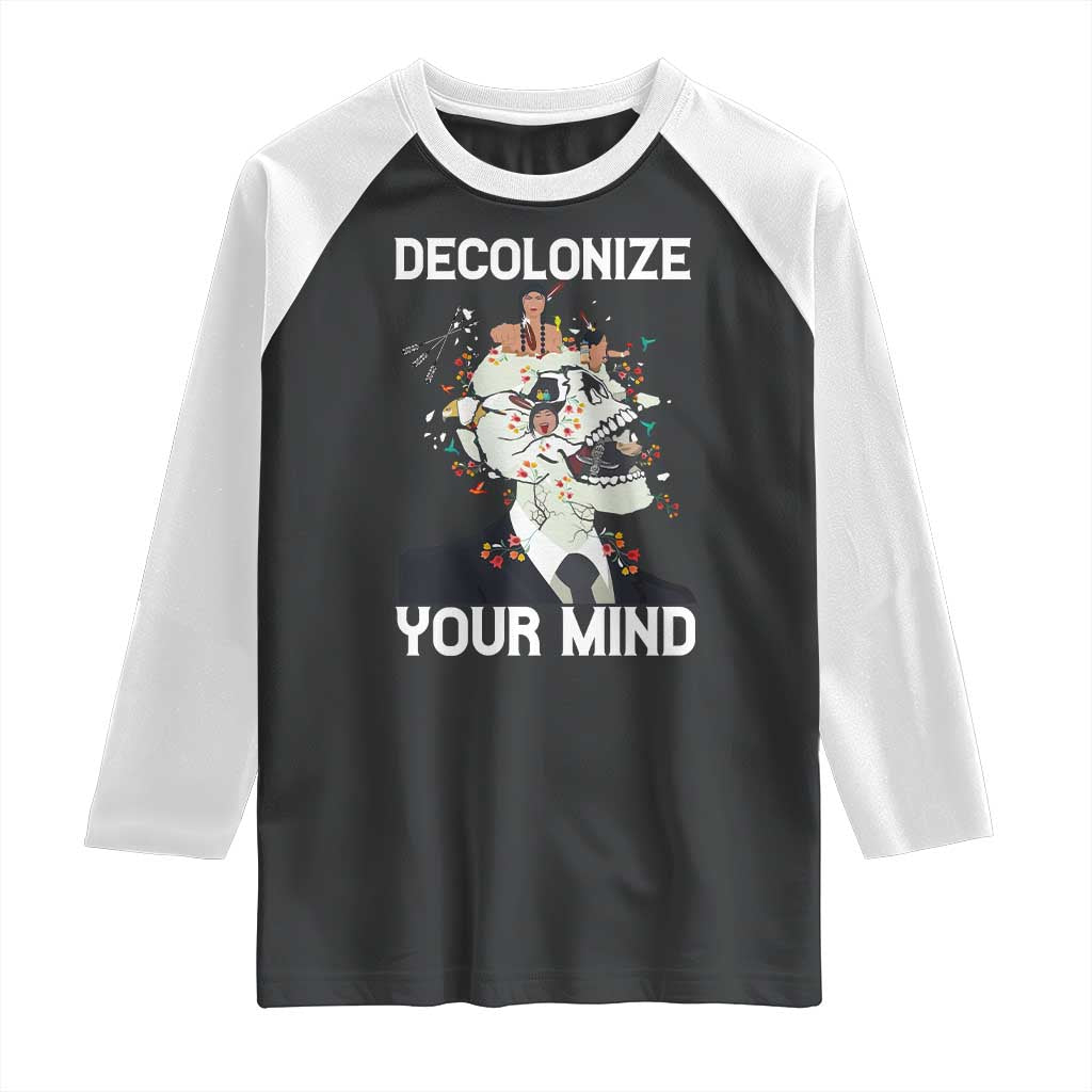 Indigenous People Native American Raglan Shirt Decolonize Your Mind - Wonder Print Shop