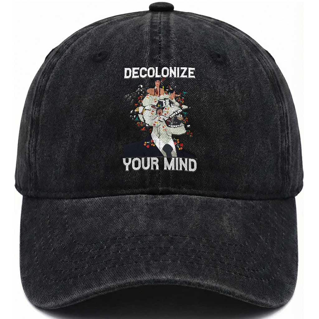 Indigenous People Native American Washed Cotton Baseball Cap Decolonize Your Mind