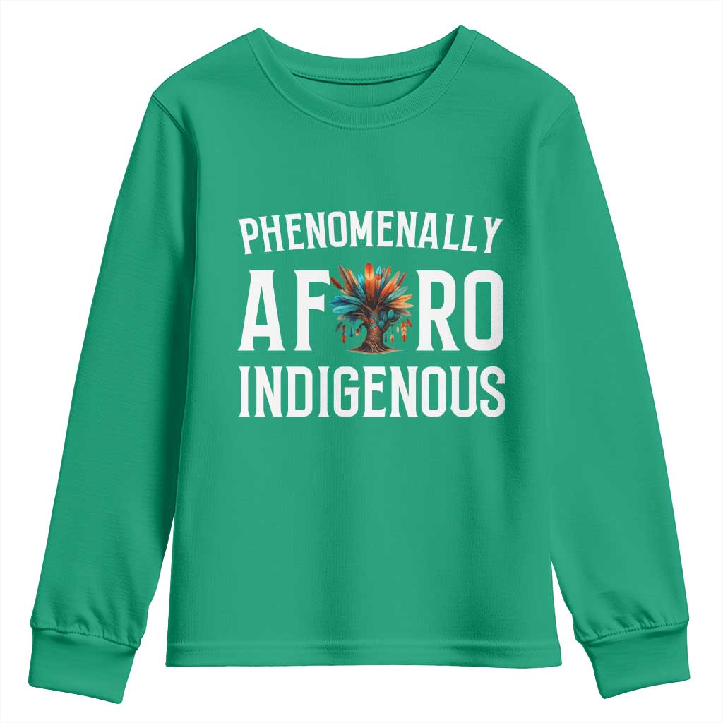 Afro Indigenous Native Pride Phenomenally Indigenous People Youth Sweatshirt - Wonder Print Shop