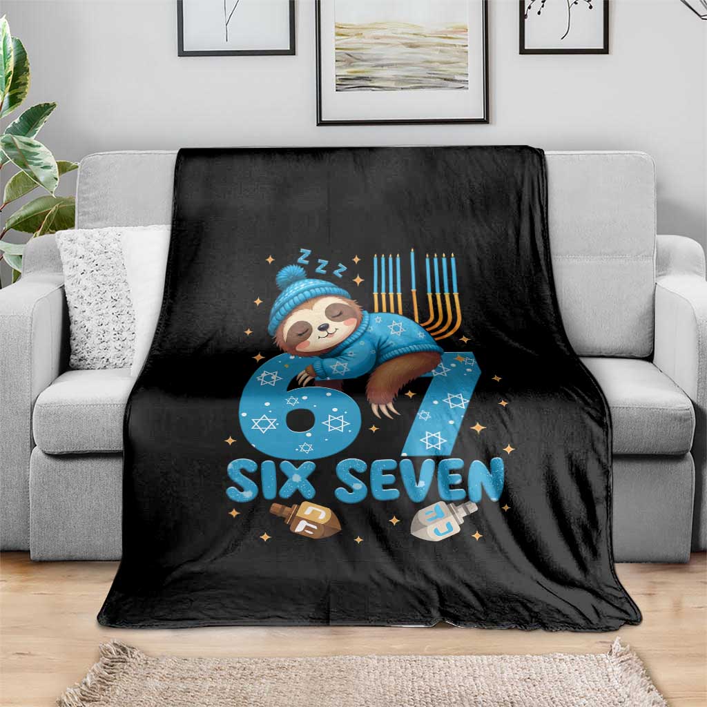 67 Six Seven Meme Throw Blanket Funny Hanukkah Sloth - Wonder Print Shop