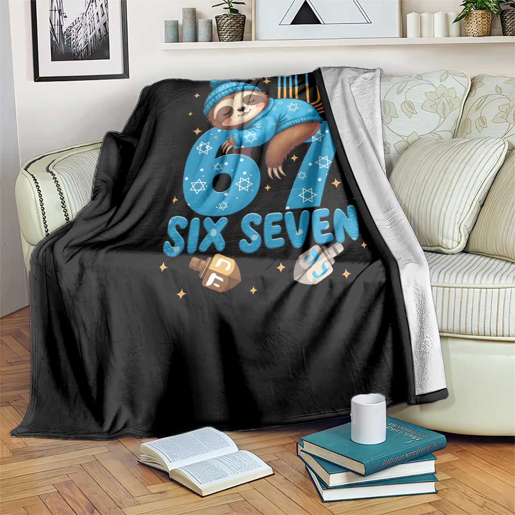67 Six Seven Meme Throw Blanket Funny Hanukkah Sloth - Wonder Print Shop