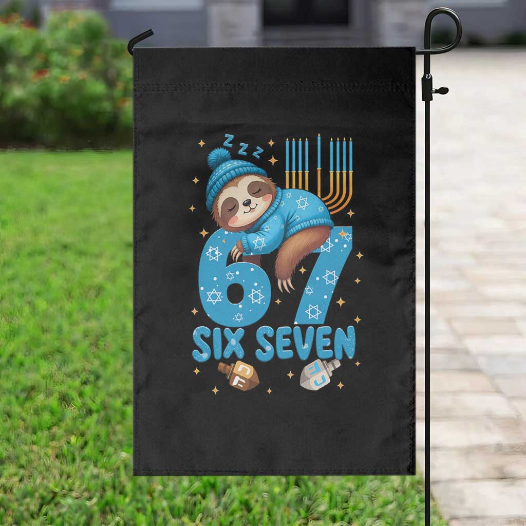 67 Six Seven Meme Garden Flag Funny Hanukkah Sloth - Wonder Print Shop
