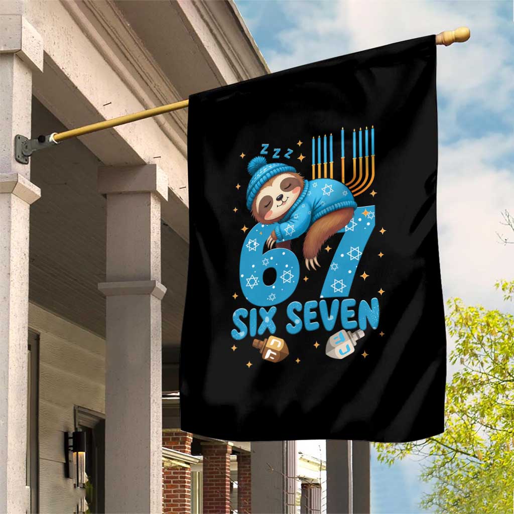 67 Six Seven Meme Garden Flag Funny Hanukkah Sloth - Wonder Print Shop