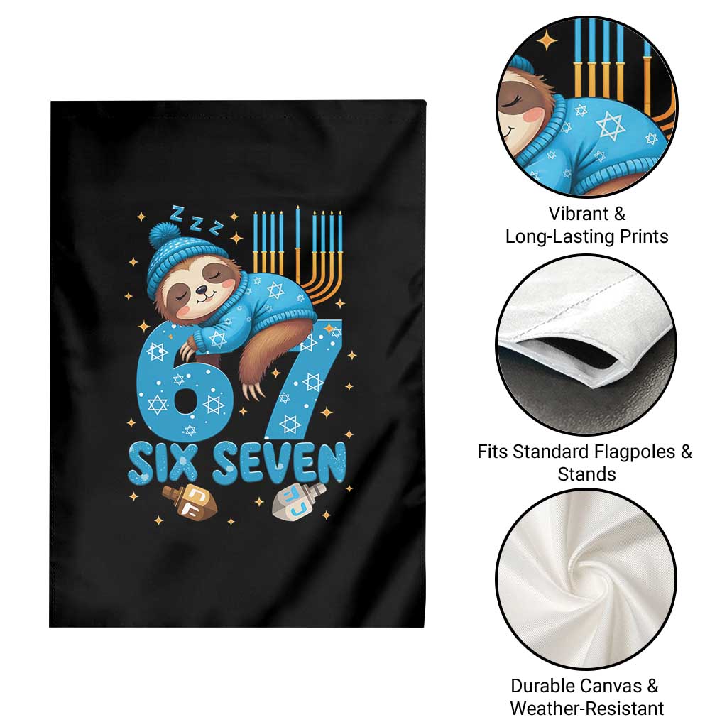 67 Six Seven Meme Garden Flag Funny Hanukkah Sloth - Wonder Print Shop