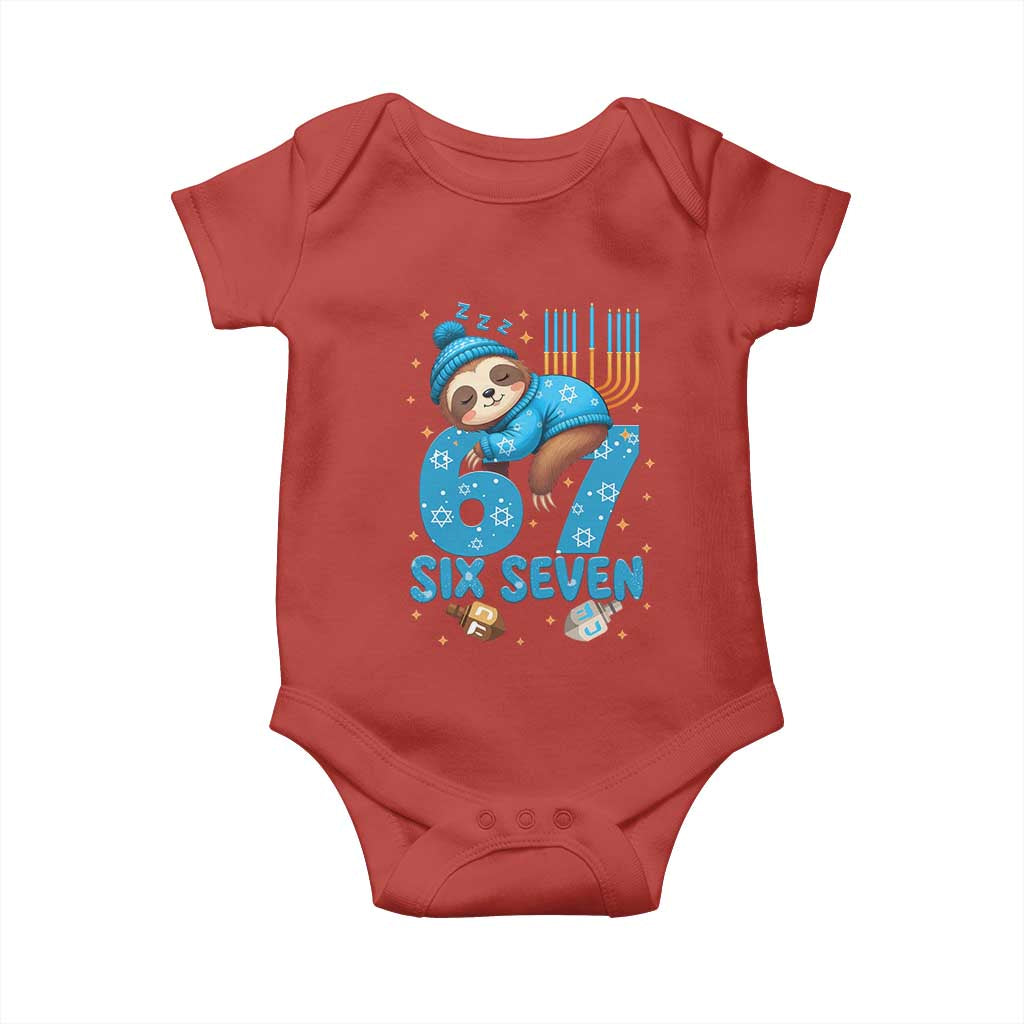 67 Six Seven Meme Baby Onesie Funny Hanukkah Sloth - Wonder Print Shop