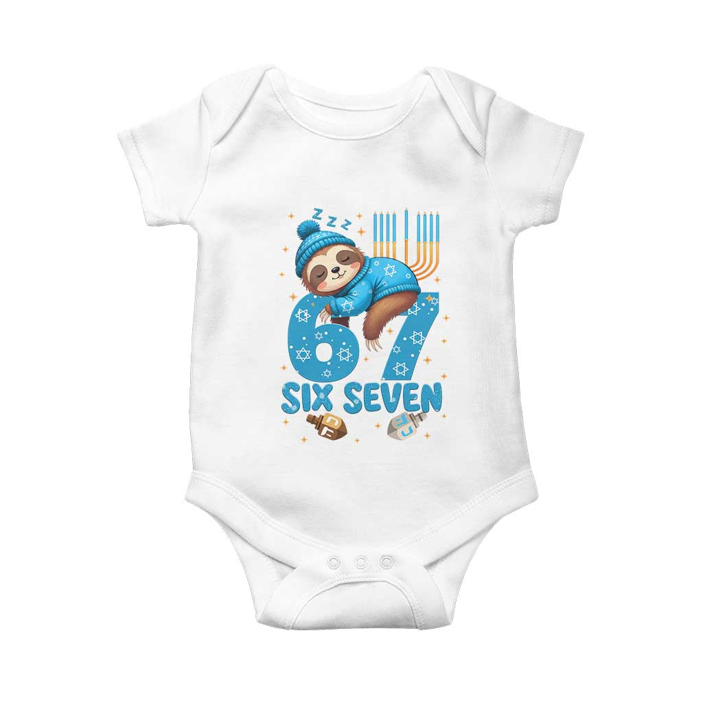 67 Six Seven Meme Baby Onesie Funny Hanukkah Sloth - Wonder Print Shop